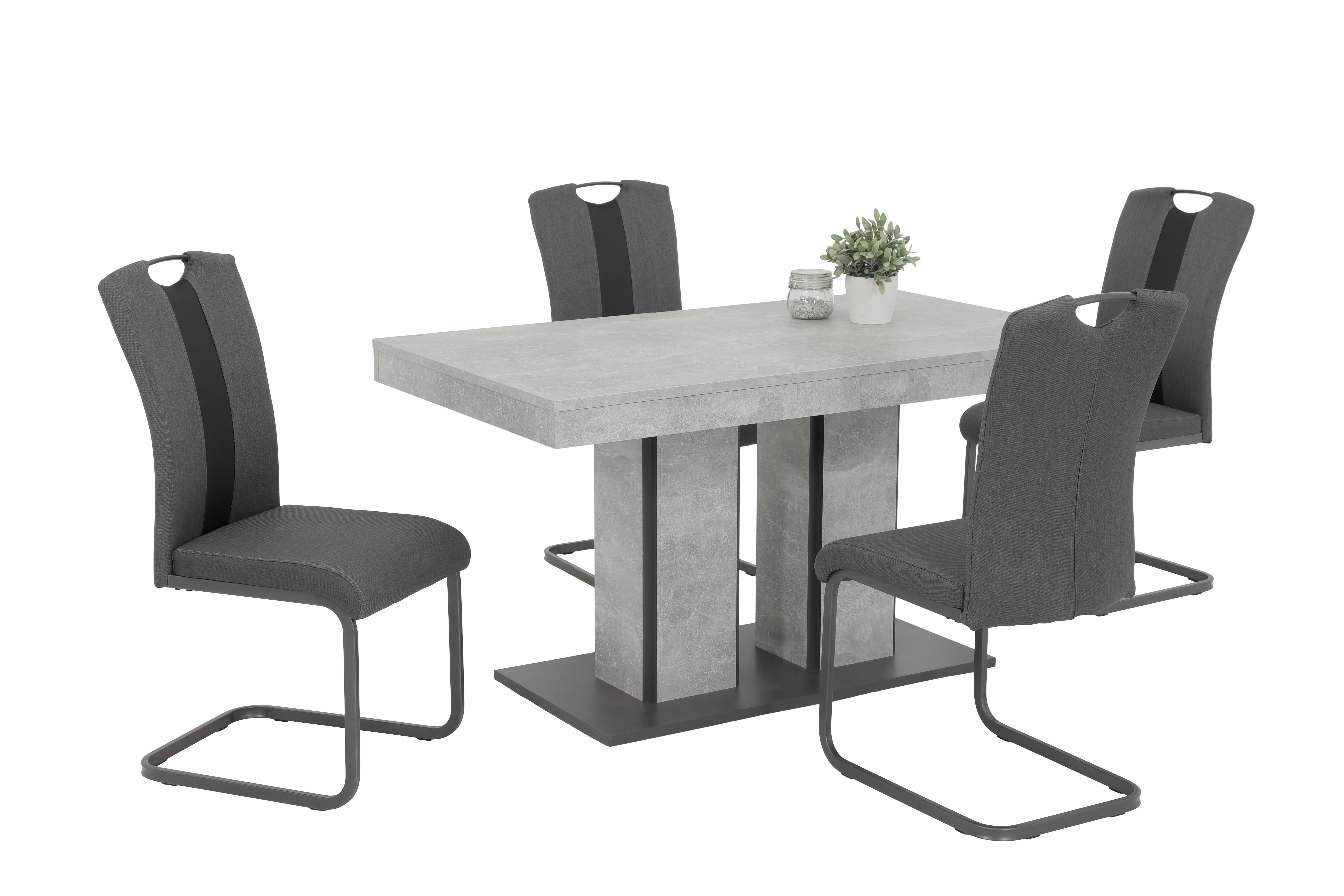 Tischgruppe Rose G - Anthrazit/Grau, MODERN, Holzwerkstoff/Textil (140 - 180/76/80cm) - MID.YOU