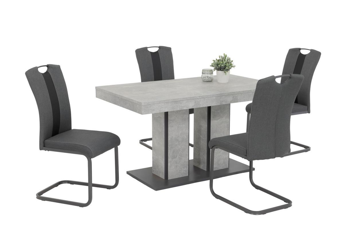 Tischgruppe Rose G - Anthrazit/Grau, MODERN, Holzwerkstoff/Textil (140 - 180/76/80cm) - MID.YOU