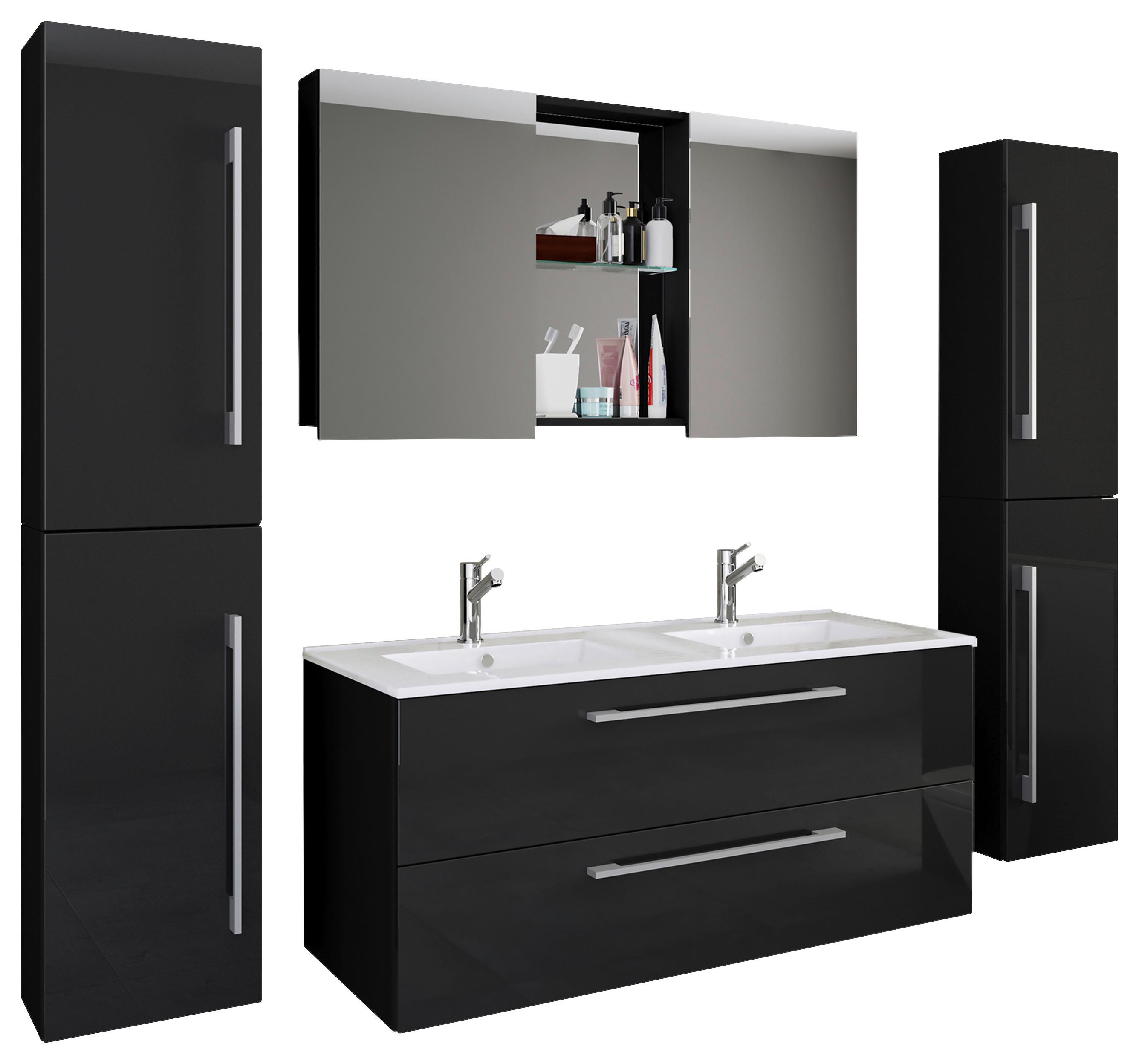 Badezimmer Budasi Schwarz B: 111 cm - Schwarz/Weiß, MODERN, Keramik/Holzwerkstoff (178cm) - MID.YOU