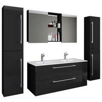 Badezimmer Budasi Schwarz B: 111 Cm - Schwarz/Weiß, MODERN, Keramik/Holzwerkstoff (178cm) - MID.YOU