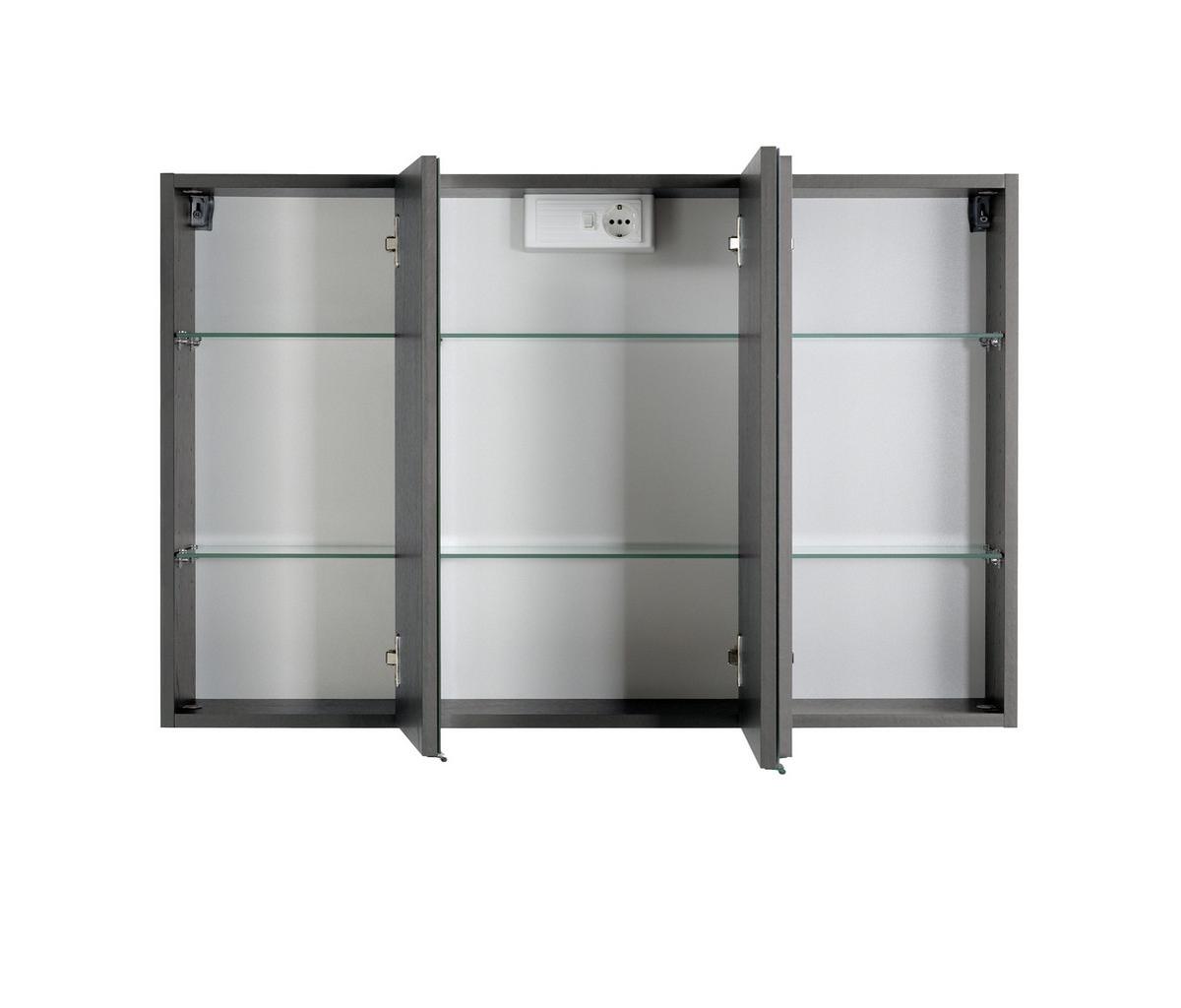 Spiegelschrank Mit Türdämpfer + Led Cardiff B: 100 Cm - Graphitfarben, KONVENTIONELL, Glas/Holzwerkstoff (100/64/20cm) - Held