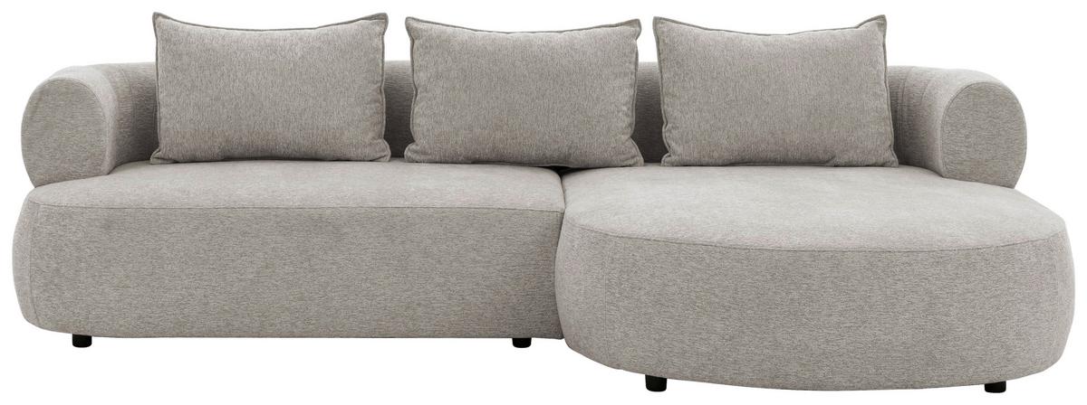 Ecksofa Ferro Hellgrau S: 256x156 cm - Hellgrau/Schwarz, Design, Textil (256/156cm) - Livetastic