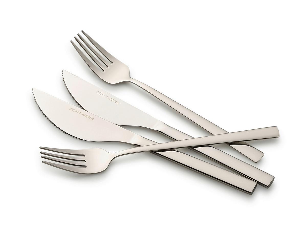 Pizzabesteckset 4-teilig Für 2 Personen - Silberfarben, Basics, Metall (23cm) - Echtwerk