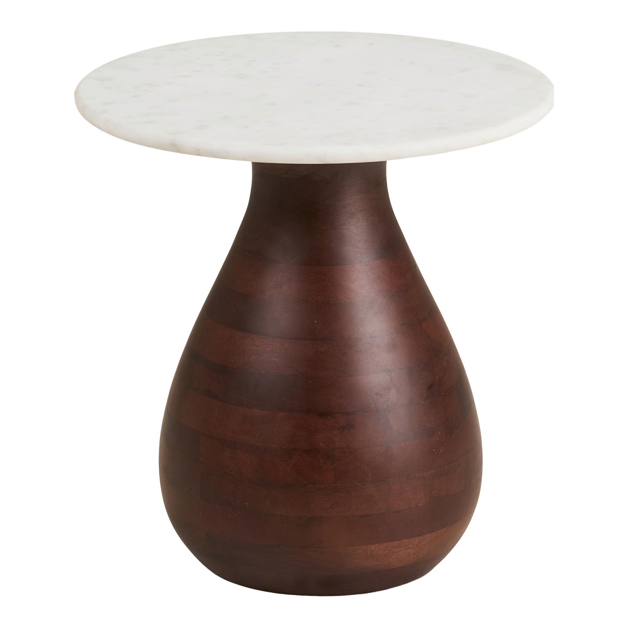 Beistelltisch Heide Weiß B: 40cm - Dunkelbraun/Weiß, Design, Holz/Stein (40/40/41cm) - MID.YOU