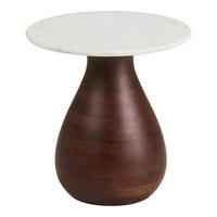 Beistelltisch Heide Weiß B: 40cm - Dunkelbraun/Weiß, Design, Holz/Stein (40/40/41cm) - MID.YOU