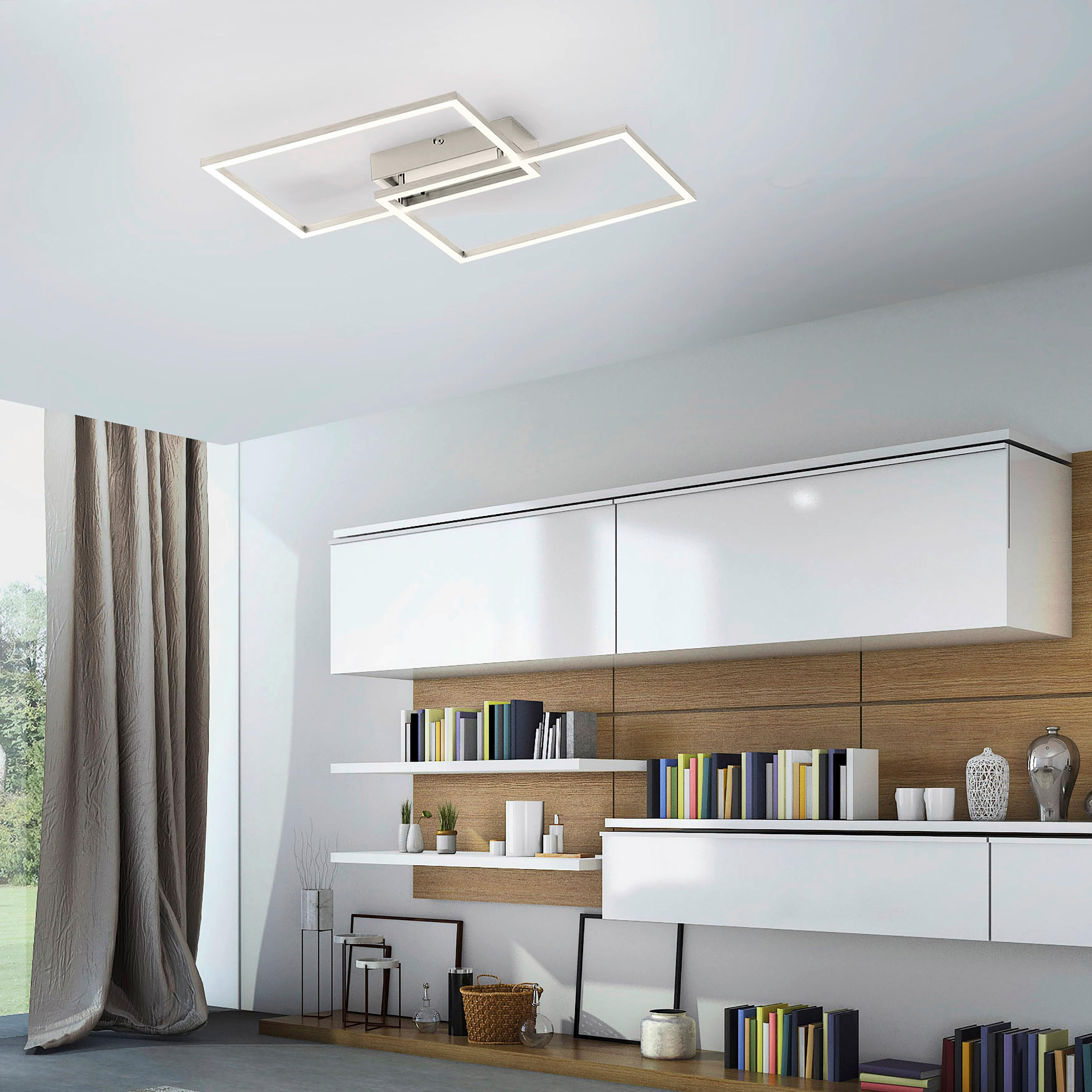 Led-deckenleuchte Iven L: 50,4 Cm Dimmbar Mir - Nickelfarben, Design, Kunststoff/Metall (50,4/42/7cm)