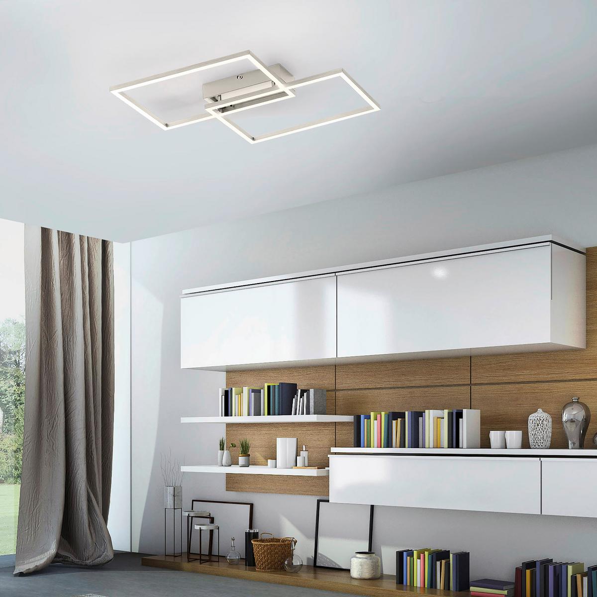 Led-deckenleuchte Iven L: 50,4 Cm Dimmbar Mir - Nickelfarben, Design, Kunststoff/Metall (50,4/42/7cm)