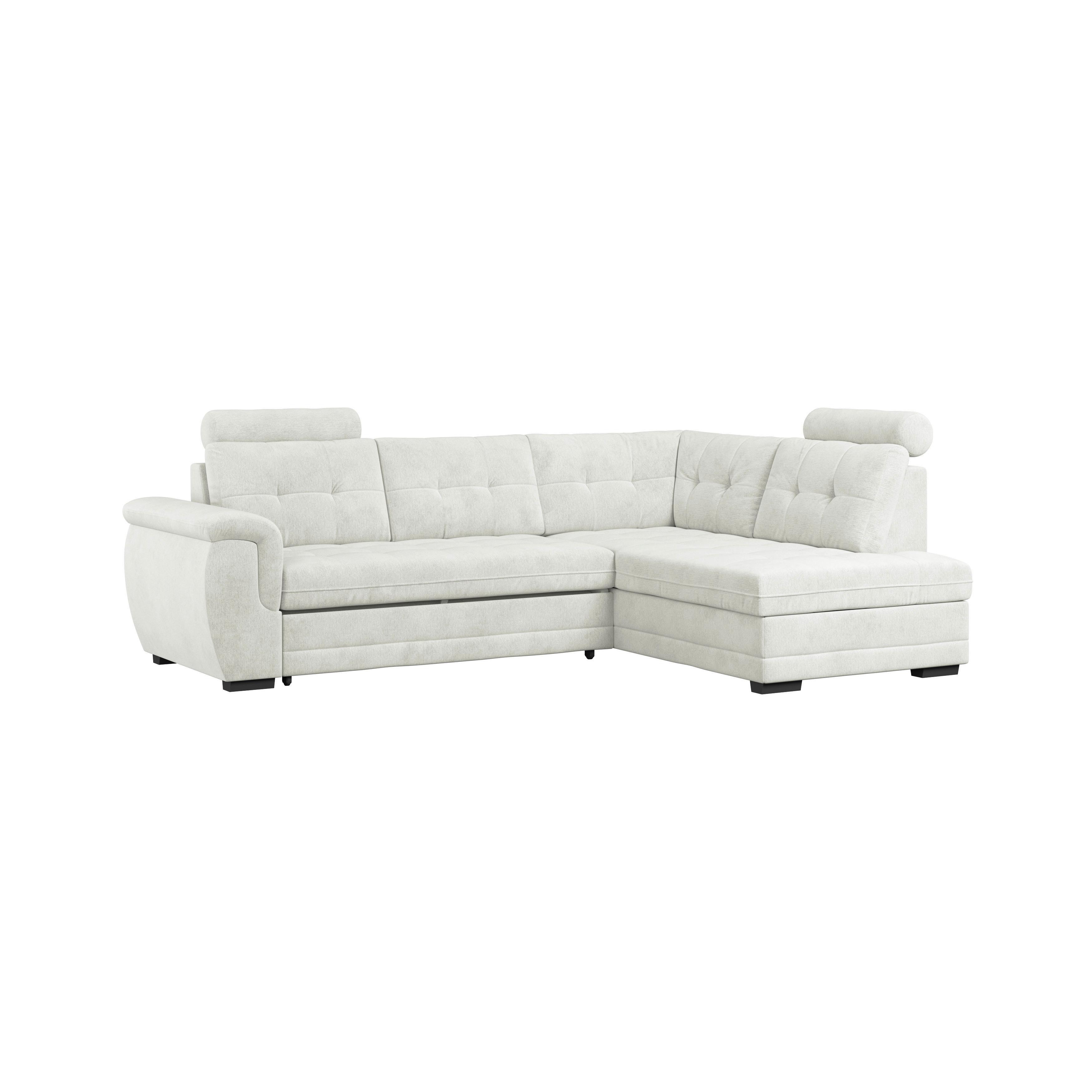 Ecksofa mit Schlaffunktion Falco new Creme 251x183 cm - Creme/Schwarz, KONVENTIONELL, Textil (251/183cm) - Ondega