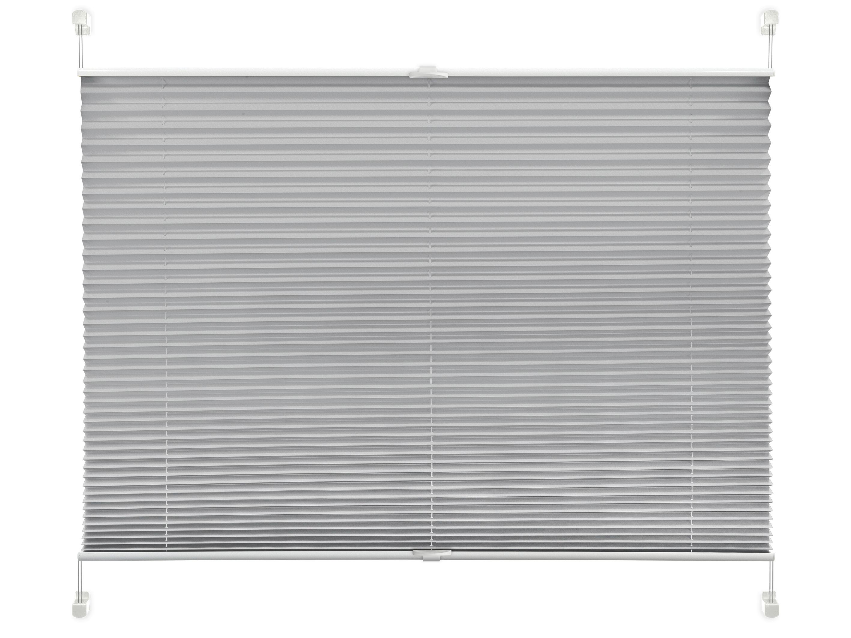Plissee Solid Crash Weiß B: 105 cm, ohne Bohren/Verspannt - Silberfarben, Basics, Kunststoff/Textil (105/130cm)