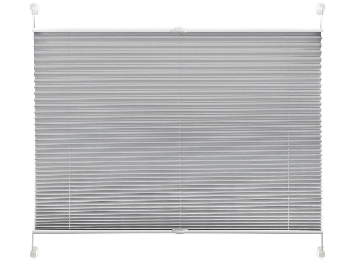 Plissee Solid Crash Weiß B: 105 cm, ohne Bohren/Verspannt - Silberfarben, Basics, Kunststoff/Textil (105/130cm)