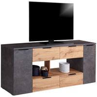 Phonotisch Bernd 180 Cm Eiche Dekor/betonoptik - Grau, MODERN, Holzwerkstoff (180/70/40cm)