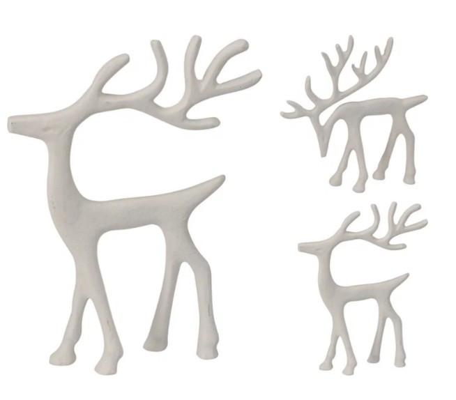 Dekoračný jeleň SNOW DEER, V:15,5 CM - biela, Basics, kov (15/3,5/15,5cm)