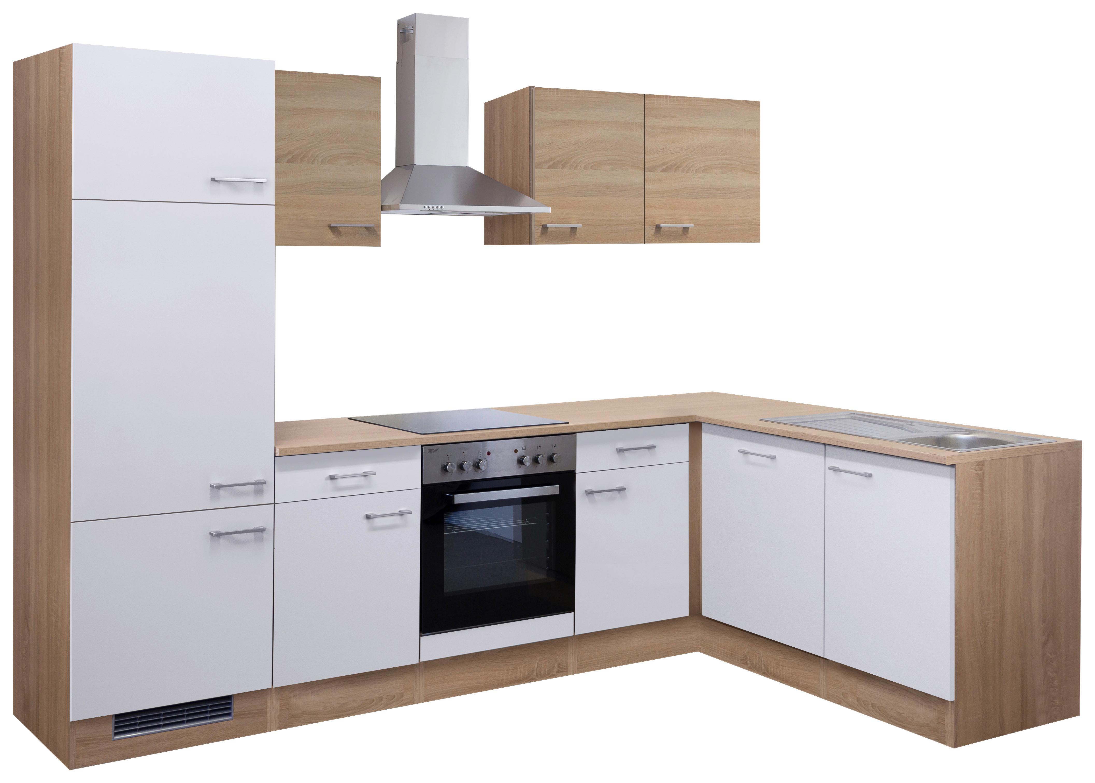 Eckküche Samoa Mit Geräten 280x170 cm - Weiß/Sonoma Eiche, MODERN, Holzwerkstoff (280/170cm) - FlexWell