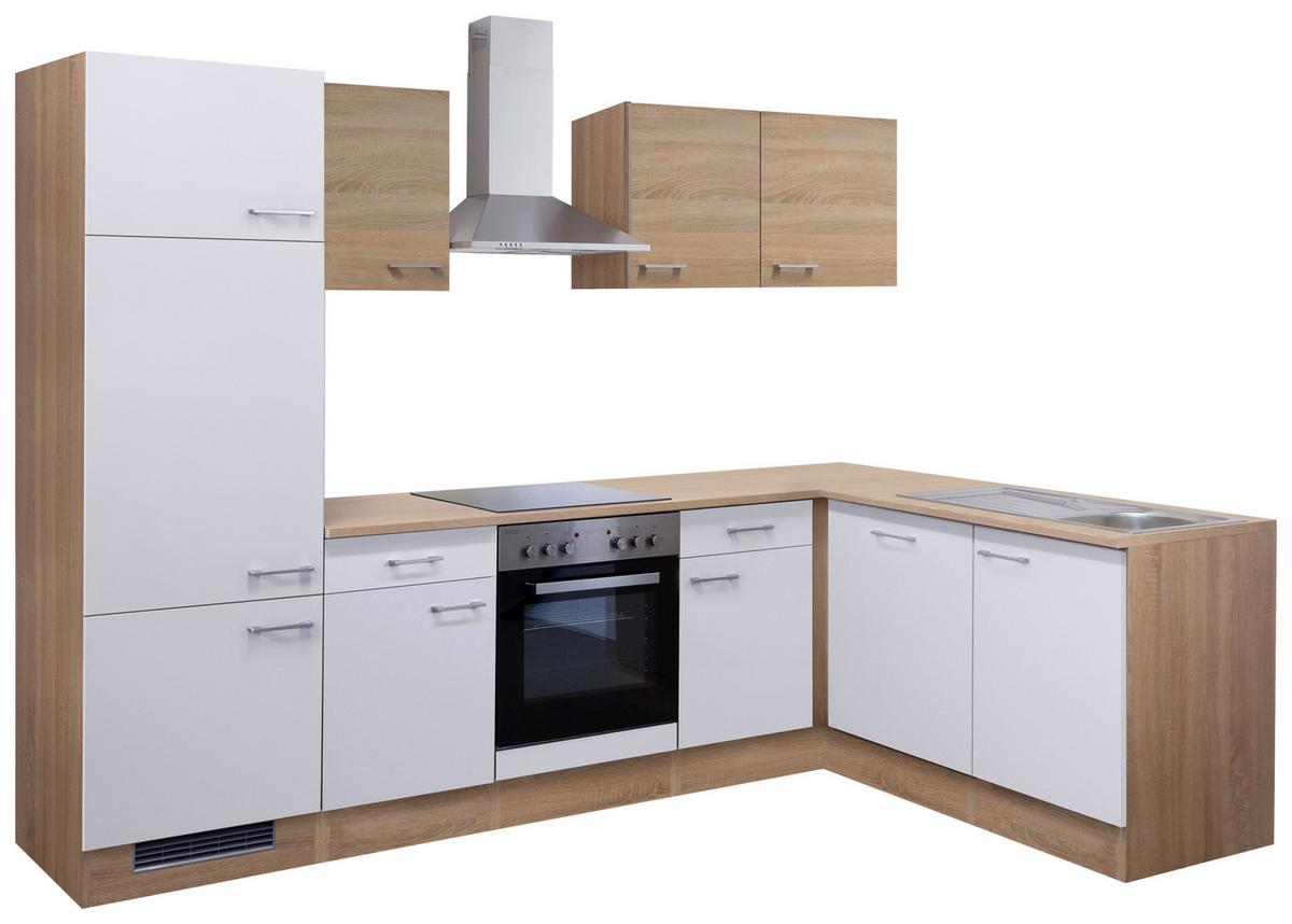 Eckküche Samoa Mit Geräten 280x170 cm - Weiß/Sonoma Eiche, MODERN, Holzwerkstoff (280/170cm) - FlexWell