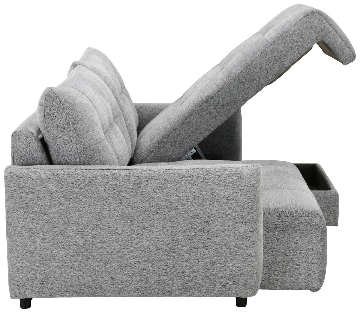Elektrická sedačka LINA, obojstranná, sivá ženilka - čierna/sivá, Basics, kov/drevo (227/158cm)