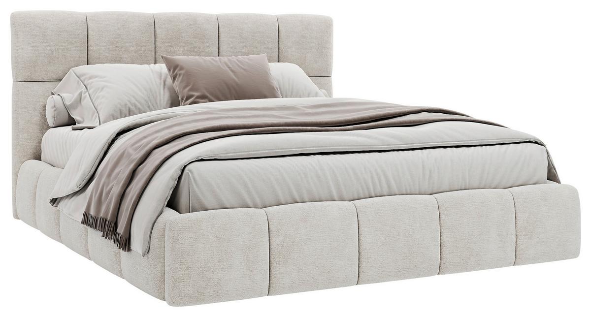 Polsterbett Cherry Chenille Beige, Lf: 180x200 cm - Beige/Schwarz, MODERN, Holz/Holzwerkstoff (180/200cm) - MID.YOU