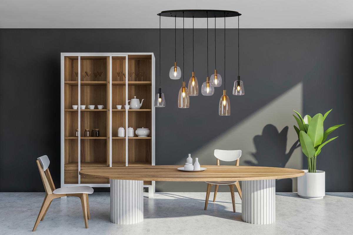 Függőlámpa 36463-8bk - fekete/többszínű, Lifestyle, üveg/fém (120/35/140cm)