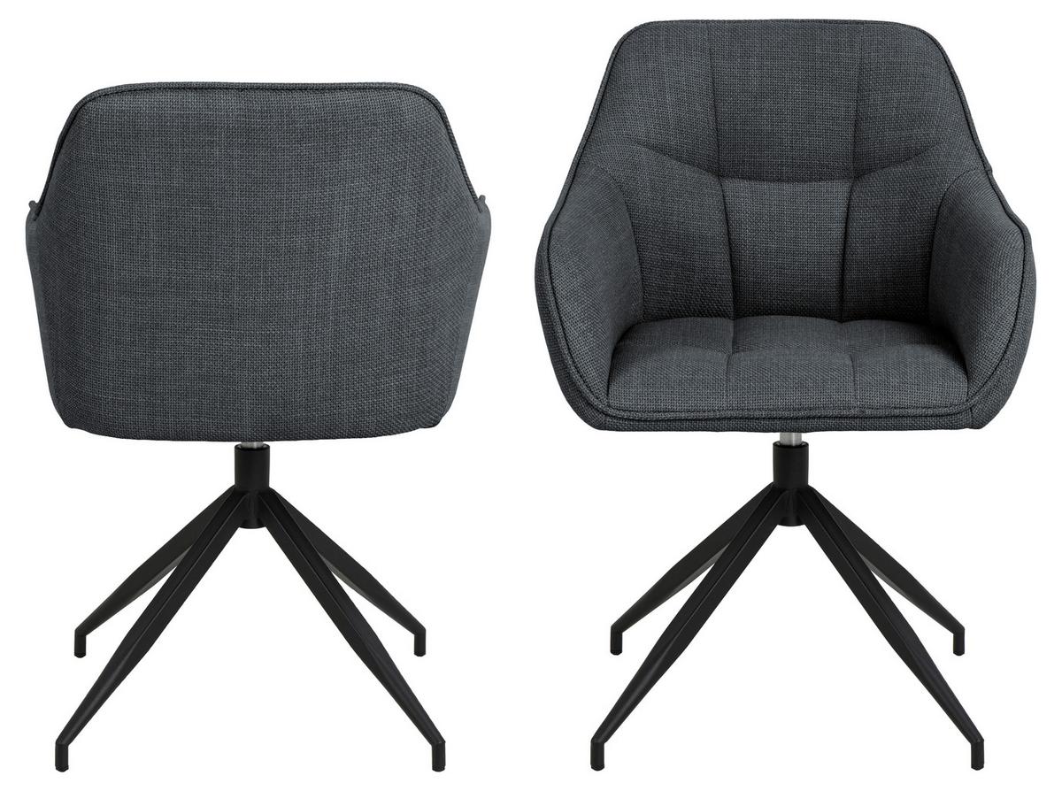 Armlehnstuhl Brenda Dunkelgrau, B: 58 Cm - Dunkelgrau/Schwarz, Design, Textil/Metall (58/84,5/54,5cm) - MID.YOU