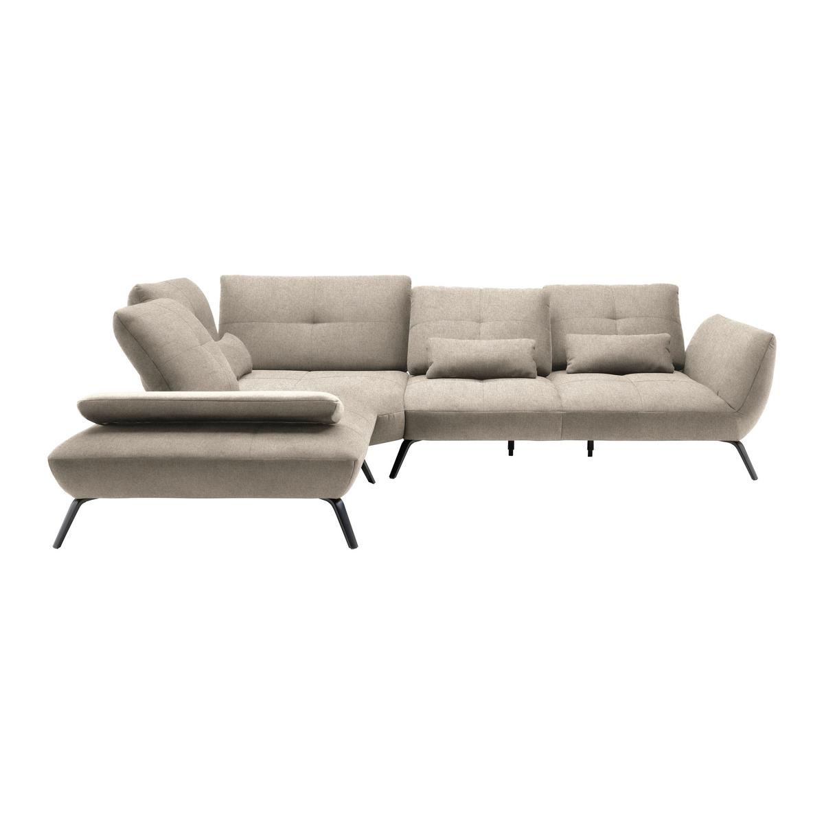 Rohová sedačka TRENDY, ľavá, écru - čierna/écru, Modern, kov/kompozitné drevo (250/93/310cm) - Premium Living