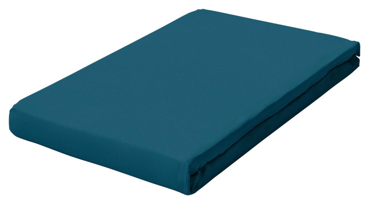Boxspring-spannleintuch Pure Boxspring - Petrol, Basics, Textil (90-100/190-220cm) - Schlafgut