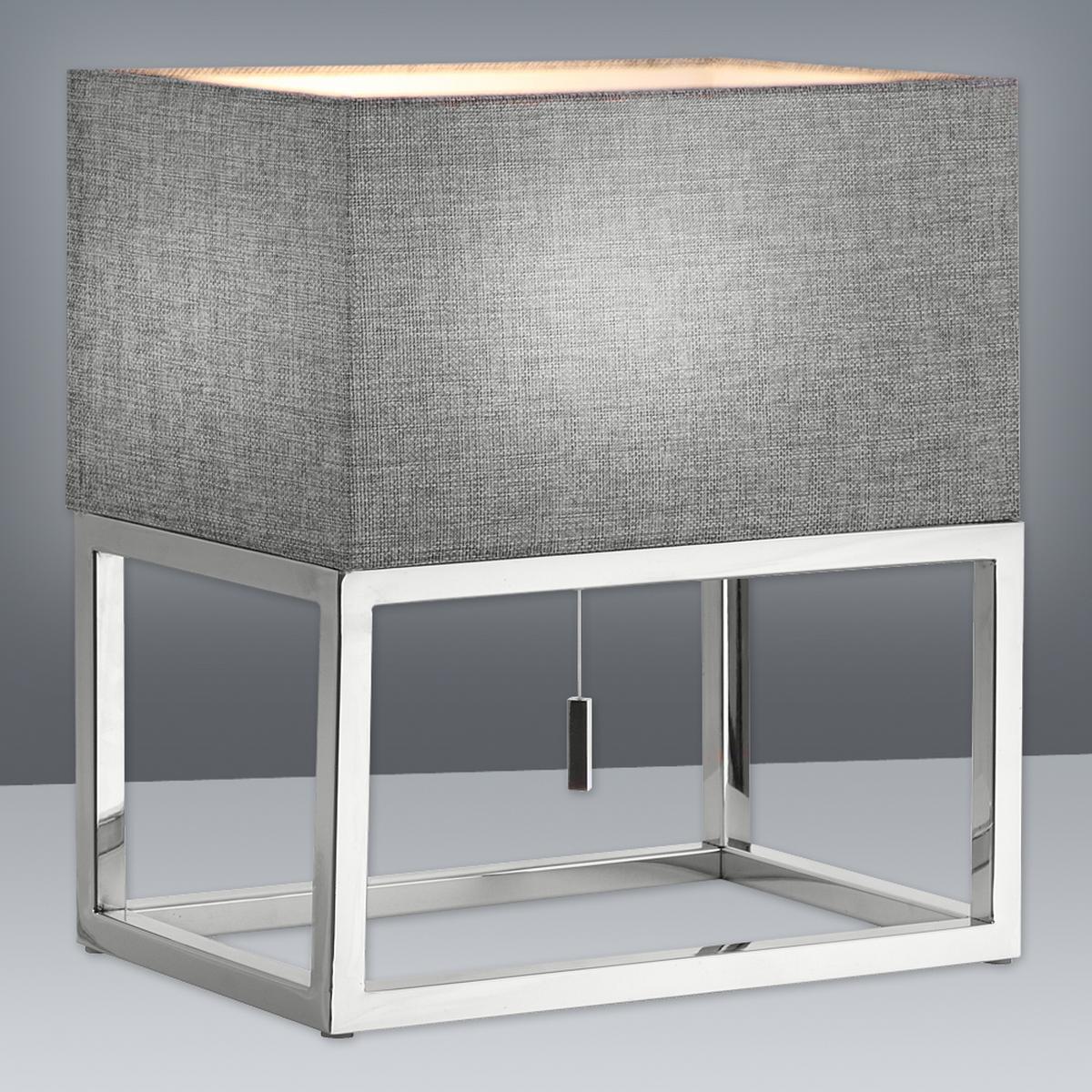 Tischlampe Grau Mit Zugschalter - Grau, Design, Kunststoff/Textil (19/34cm) - Näve