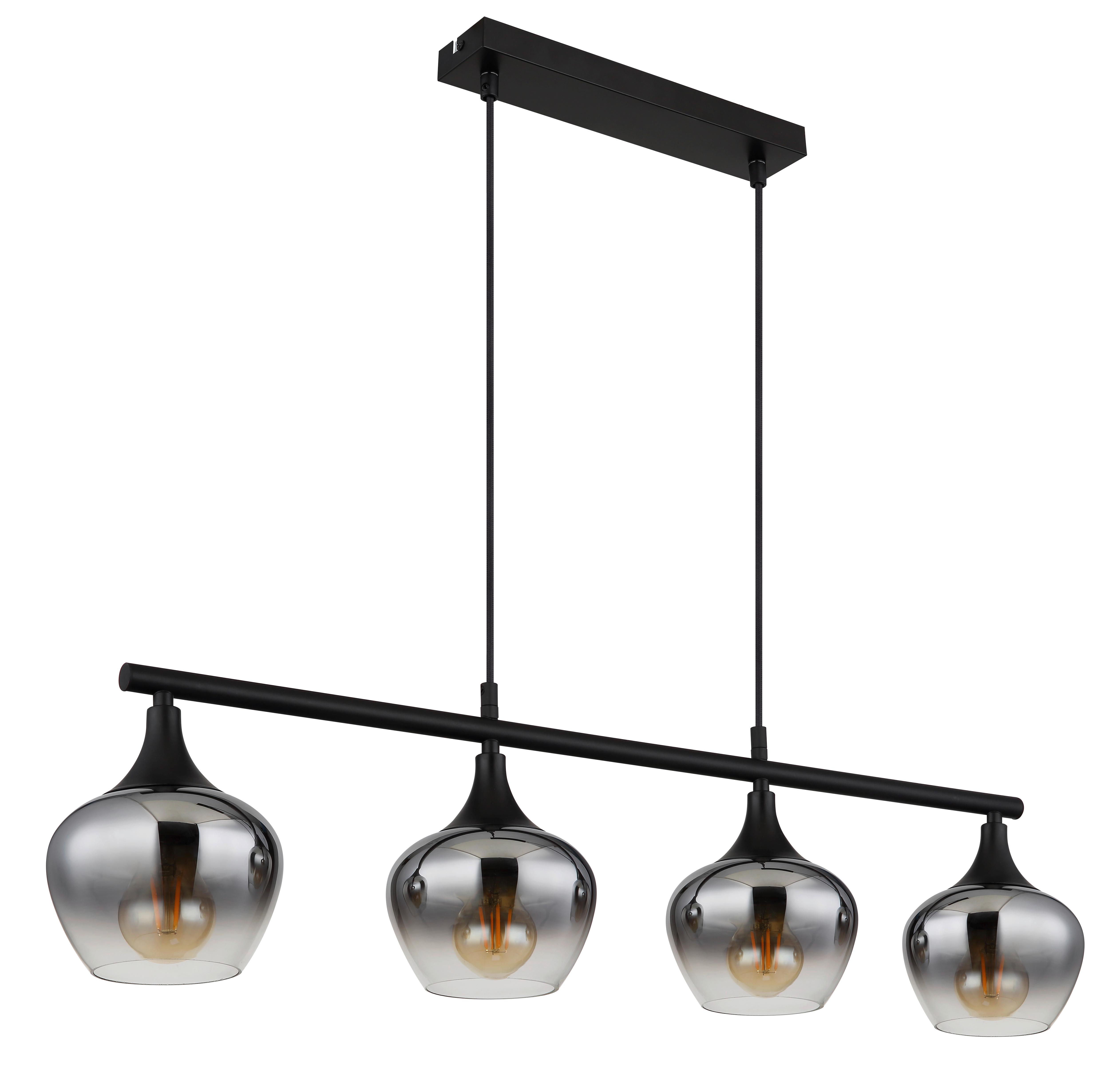 Hängeleuchte 15548-4h1 - Schwarz, Basics, Glas/Textil (90/15/120cm) - Globo