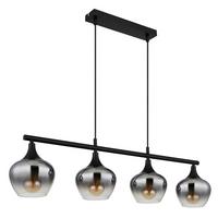 Hängeleuchte 15548-4h1 - Schwarz, Basics, Glas/Textil (90/15/120cm) - Globo