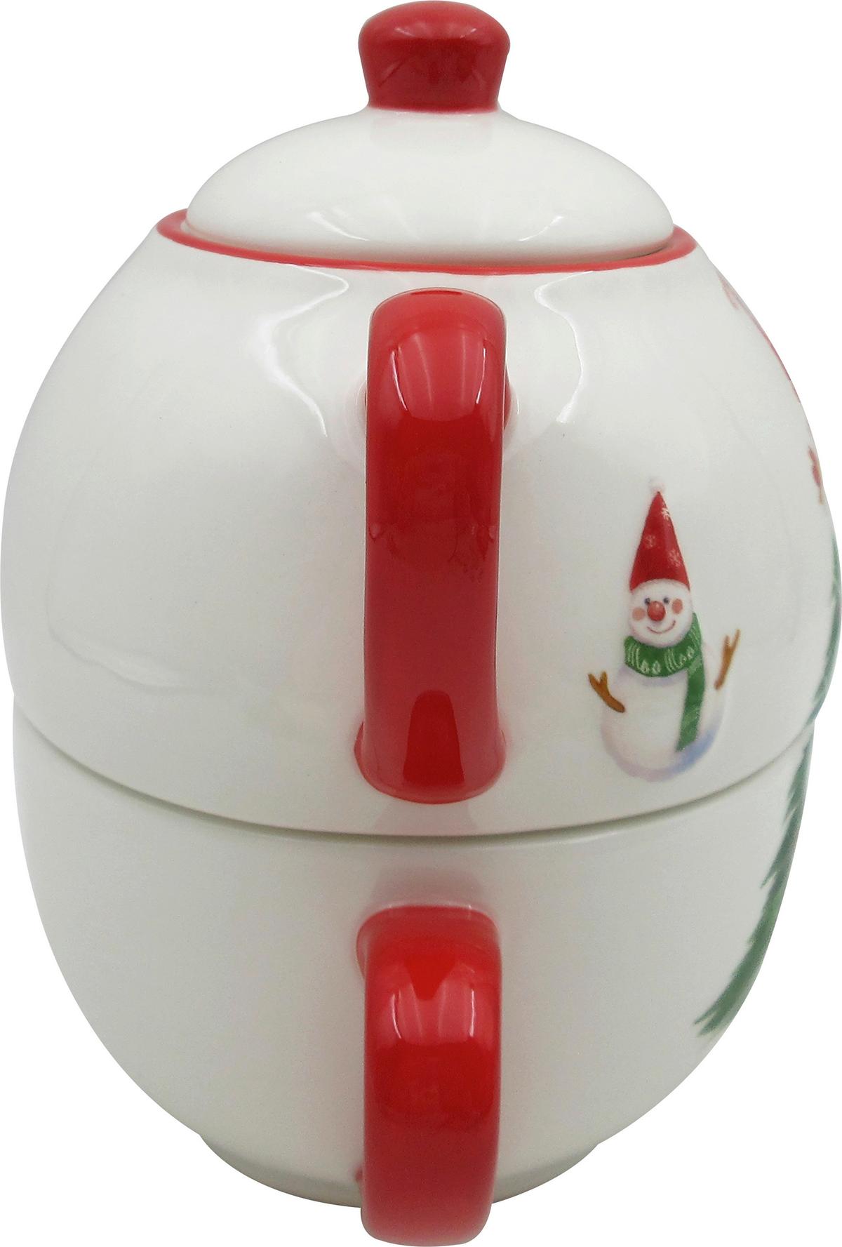 Tea-For-One-Set Gustav - Rot/Weiß, KONVENTIONELL, Keramik (17/12/17cm) - Luca Bessoni