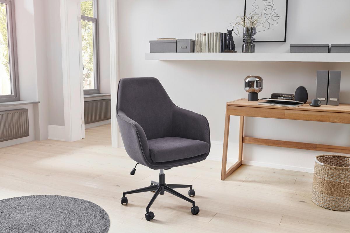 Drehstuhl Columbus - Dunkelgrau/Schwarz, LIFESTYLE, Kunststoff/Textil (63/93-98/71cm) - Livetastic