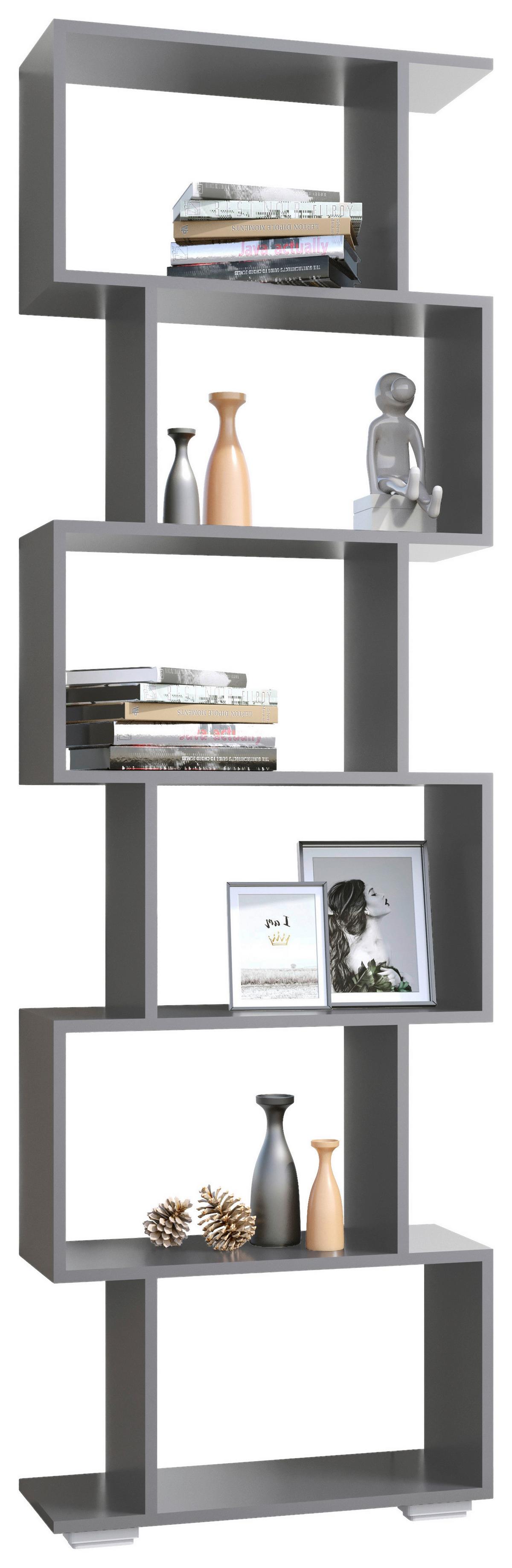 Regal Palusa Anthrazit B: 60 Cm - Anthrazit/Silberfarben, Design, Holzwerkstoff (60/196/24cm) - MID.YOU