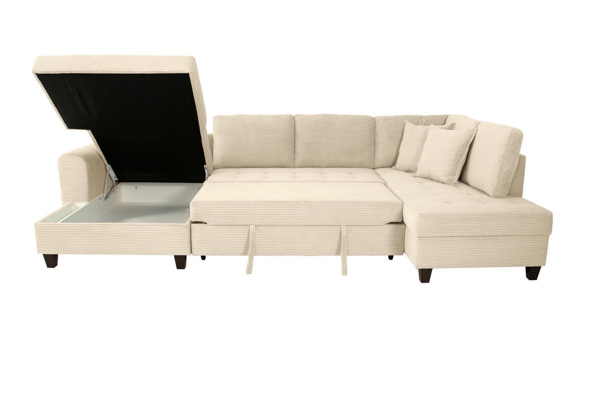 Wohnlandschaft Moritz Creme U-Form: 155x324x178 Cm - Creme, Trend, Textil (155/324/178cm)