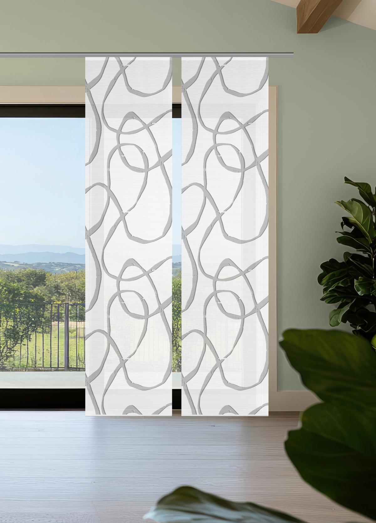 Flächenvorhang Ophelia 2er Set - Grau Hochglanz/Weiß, KONVENTIONELL, Textil (60/260cm)