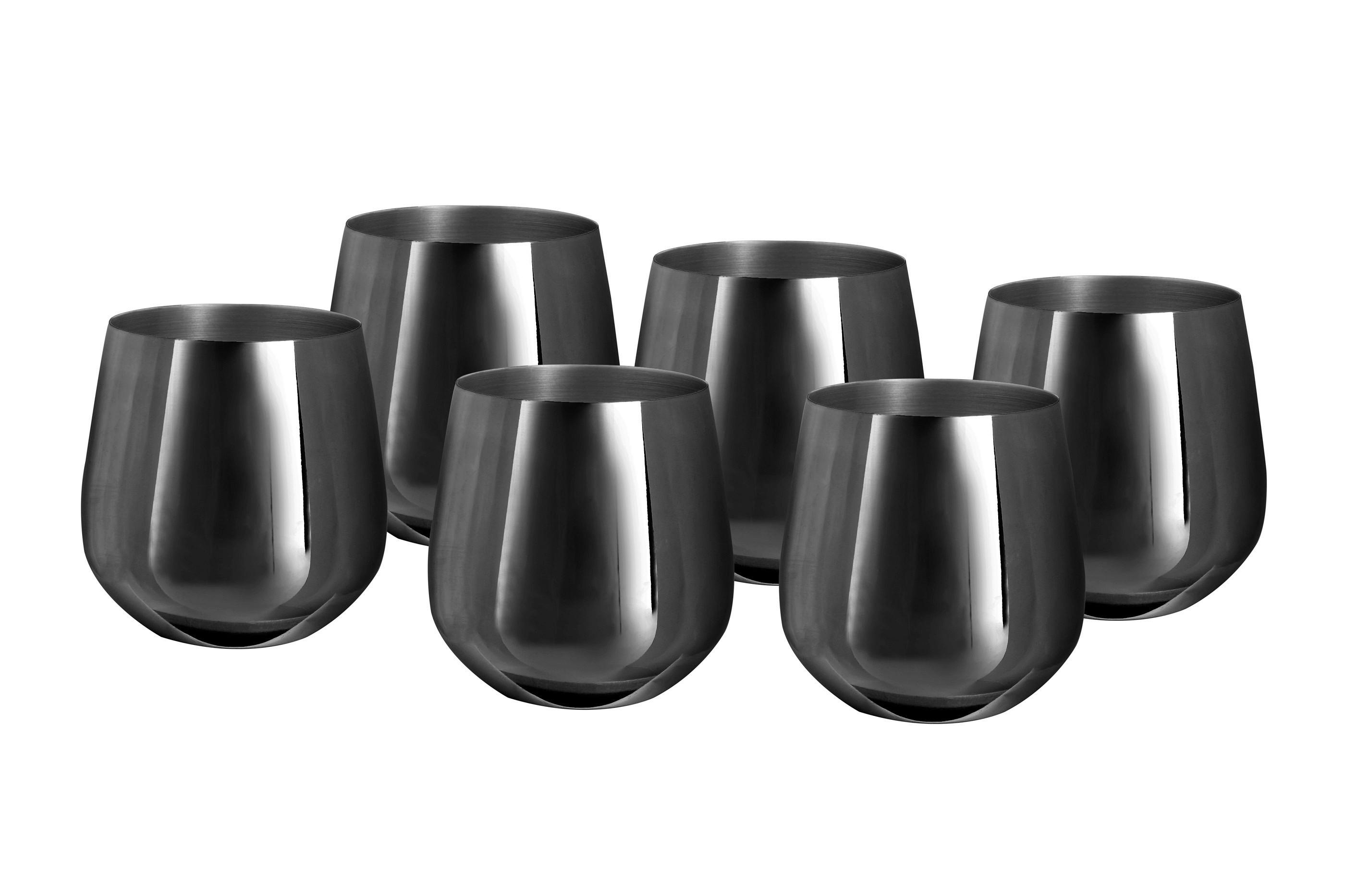 Wasserglas 6er-Set Je ca. 500 ml - Schwarz, Trend, Metall (9,9cm) - Echtwerk