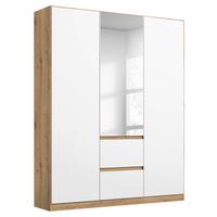 Drehtürenschrank Nidda Eiche Artisan B: 136 cm - Silberfarben/Weiß, Basics, Holzwerkstoff (136/197/54cm) - Rauch Möbel