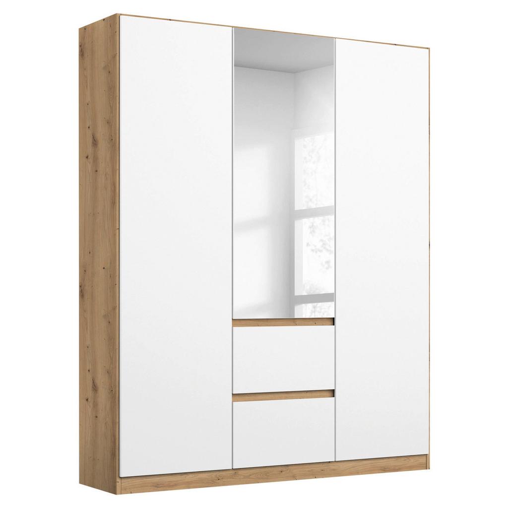 Drehtürenschrank mit Schubladen 136cm Nidda Weiß