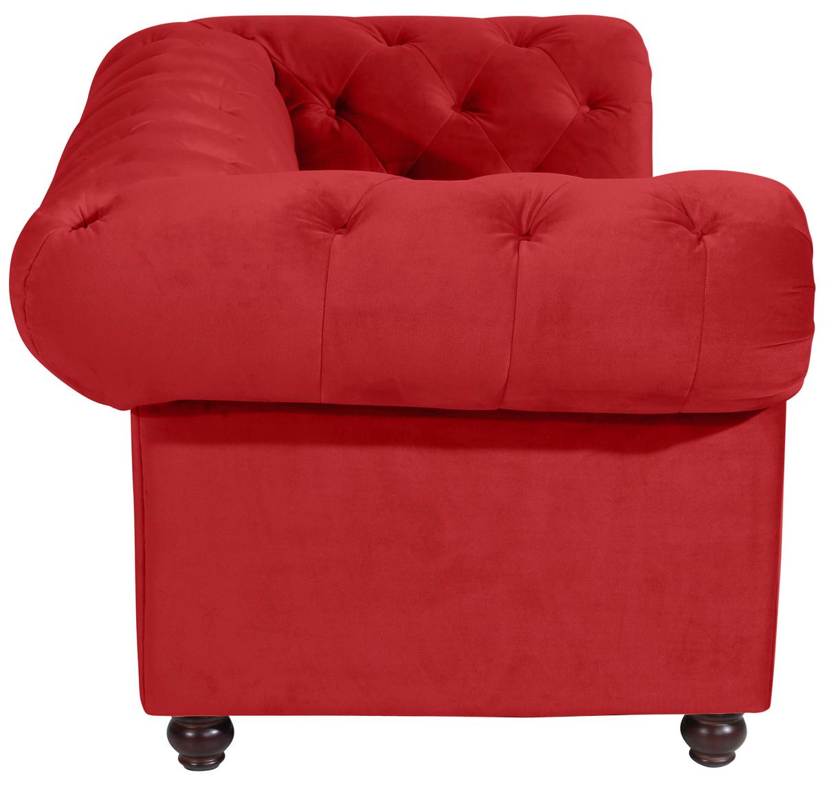 CHESTERFIELD-SOFA ORLEANS - Rot/Nussbaumfarben, Design, Textil (196/77/100cm) - Max Winzer