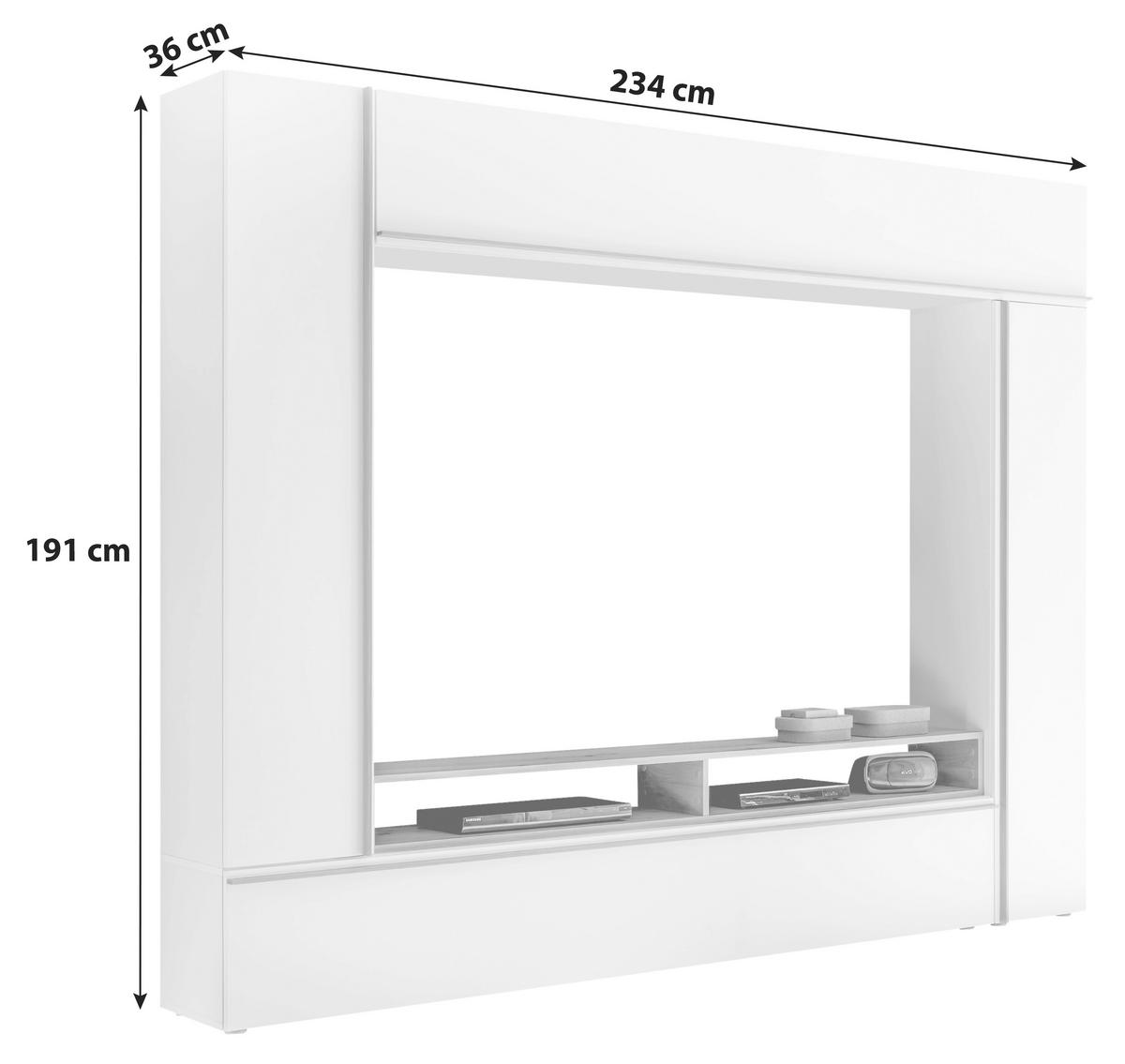 Szekrénysor Frame - tölgyfa/fehér, Design, faalapú anyag (234/191/36cm) - MID.YOU