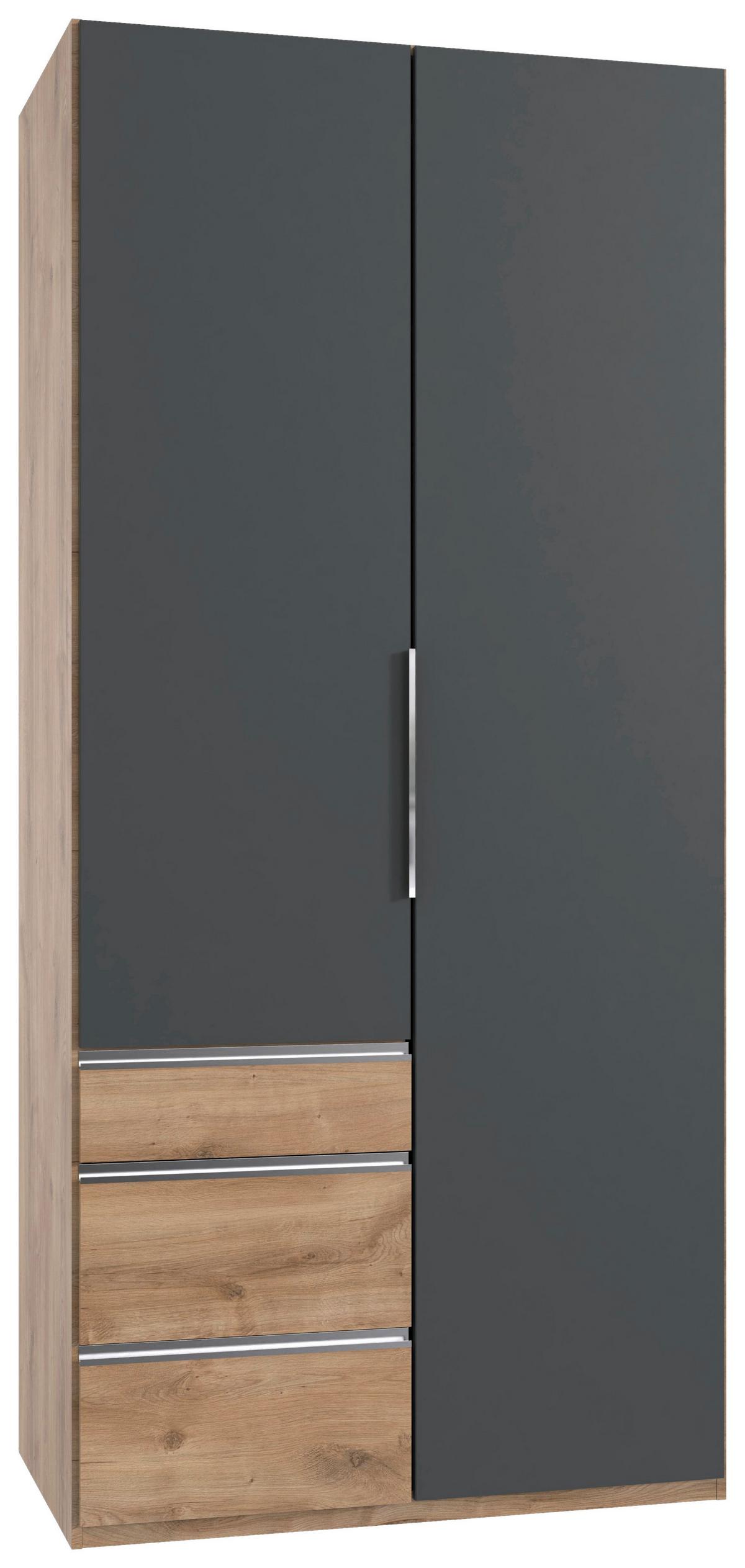 Drehtürenschrank Level 36  A Graphit/plankeneiche, B: 100cm - Plankeneiche/Graphitfarben, MODERN, Holzwerkstoff (100/236/58cm) - MID.YOU