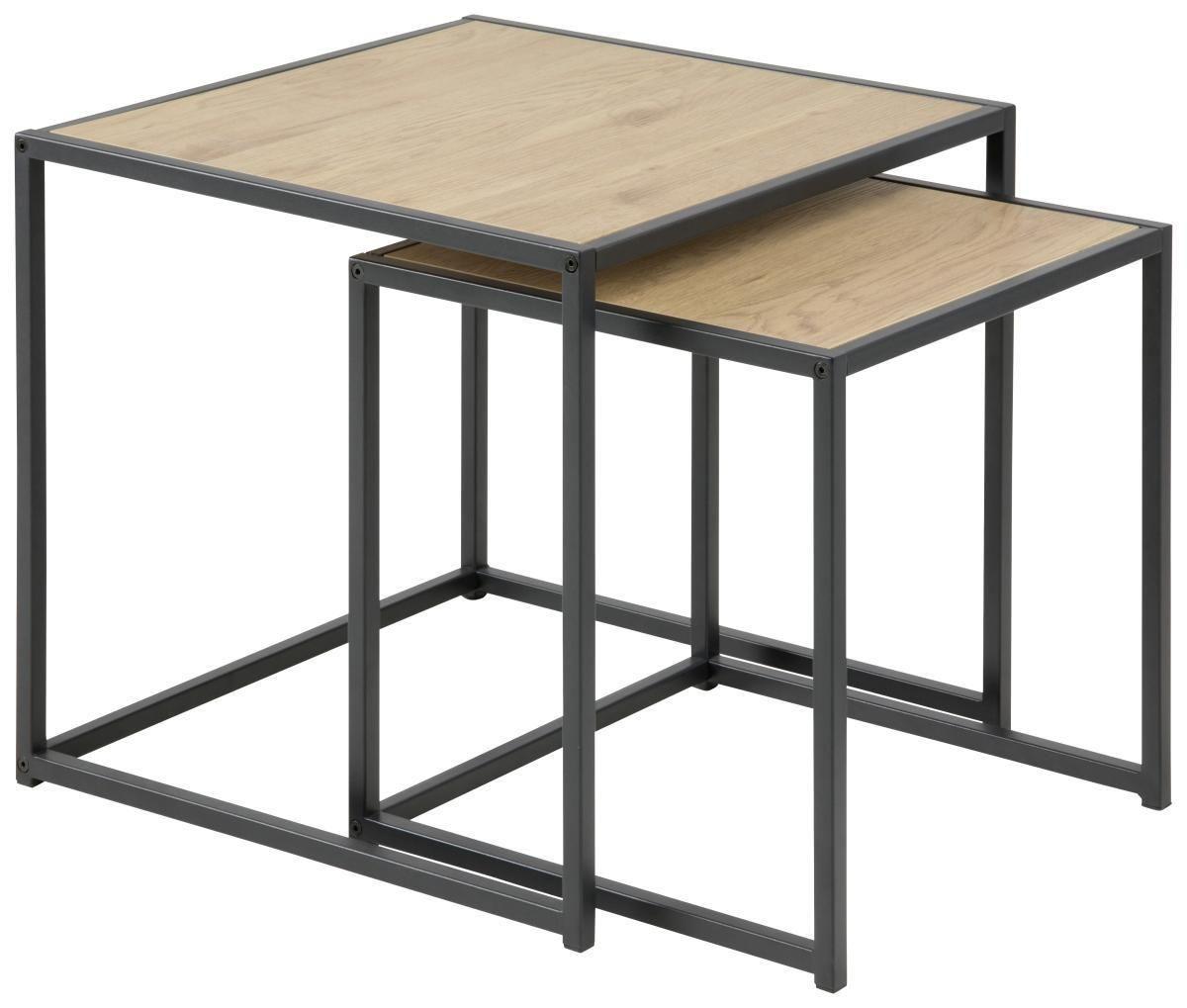Beistelltisch 2er-Set Seaford, Wildeiche Dekor/Schwarz
