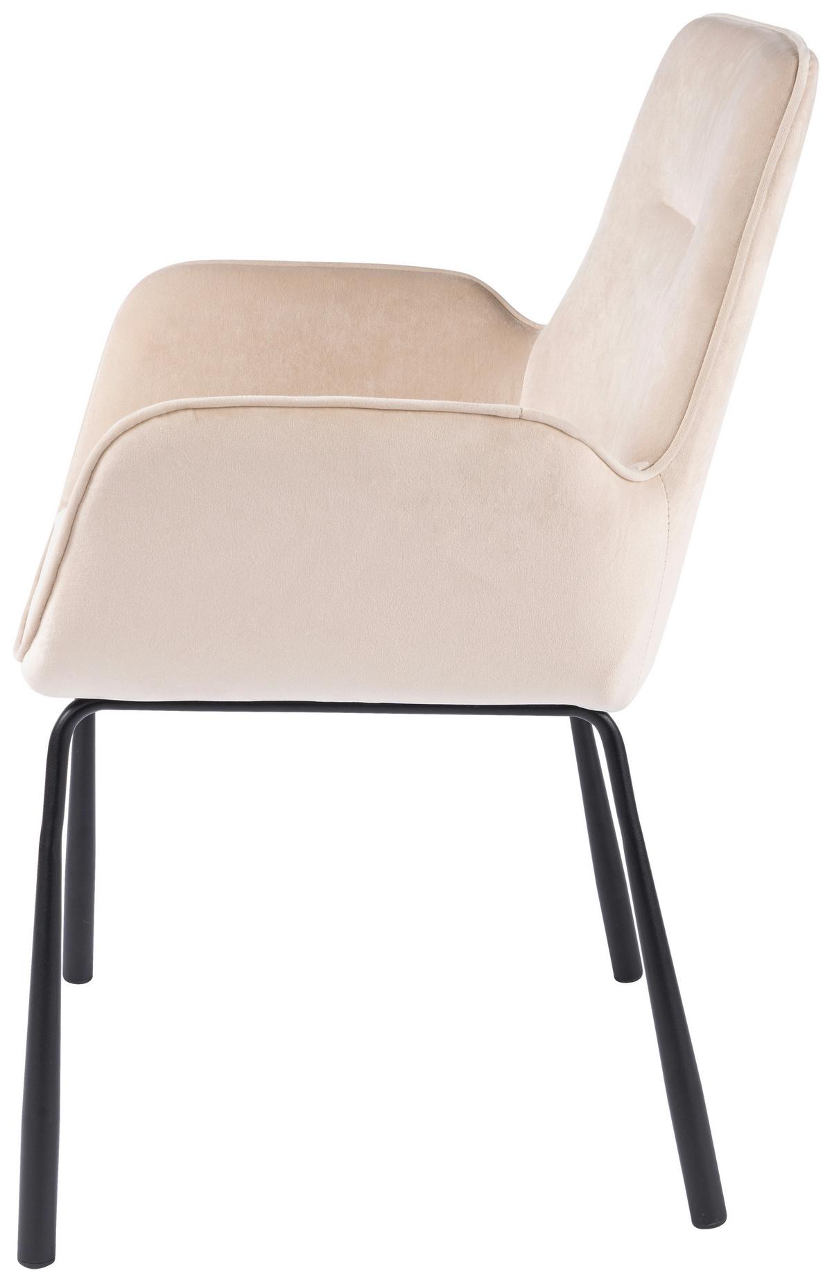 Armlehnstuhl Eliot 125 - Creme/Schwarz, MODERN, Textil/Metall (57/87/58,5cm) - Kayoom