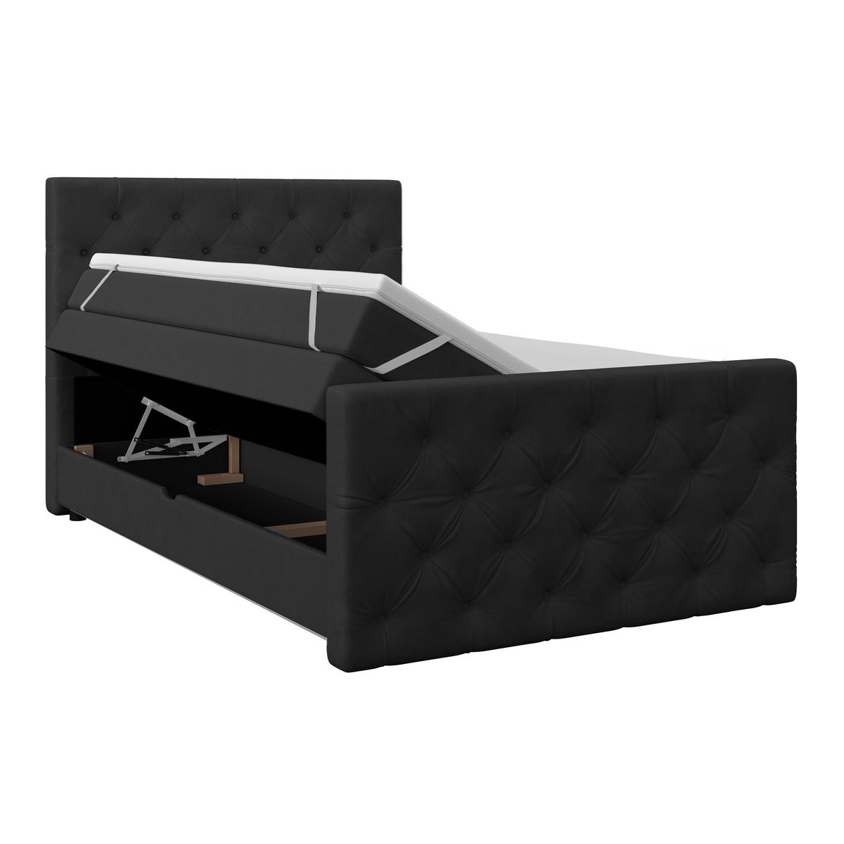 Boxspringbett Elio Schwarz 140x200 cm H3 - Beige/Schwarz, ROMANTIK / LANDHAUS, Textil (140/200cm) - James Wood