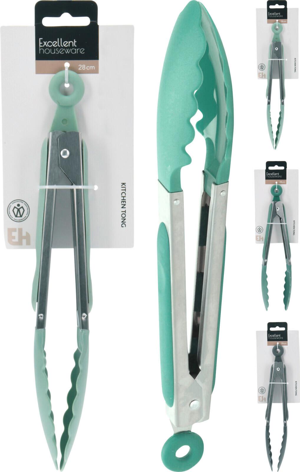 Kuchnské kliešte TONGS - sivá/zelená, Basics