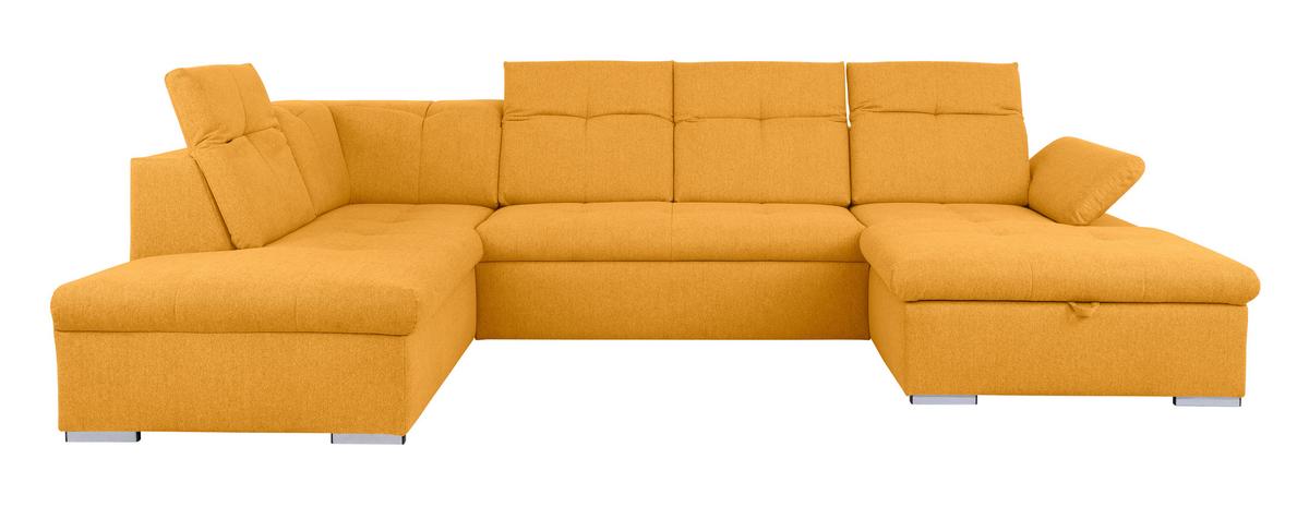 Wohnlandschaft Ramzes Gelb U: 215x328x173 cm - Beige/Gelb, Design, Textil (215/328/173cm) - MID.YOU