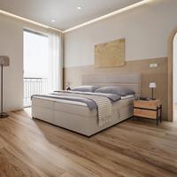 Postel boxspring s toperem, 180x200 cm, béžová - černá/béžová, Moderní, kov/dřevo (180/200cm) - Bessagi Home