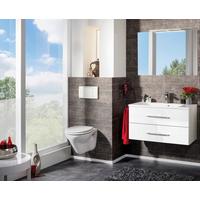 Badezimmer Clever Weiß/Weiß Hg B: 90cm - Weiß Hochglanz/Weiß, MODERN, Holzwerkstoff/Stein (90/138/45,7cm) - MID.YOU