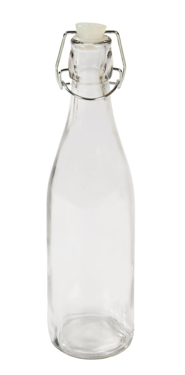Bügelflasche Irinai ca. 500 ml, H: ca. 27 cm - Klar, KONVENTIONELL, Glas/Metall (7/27cm) - Luca Bessoni