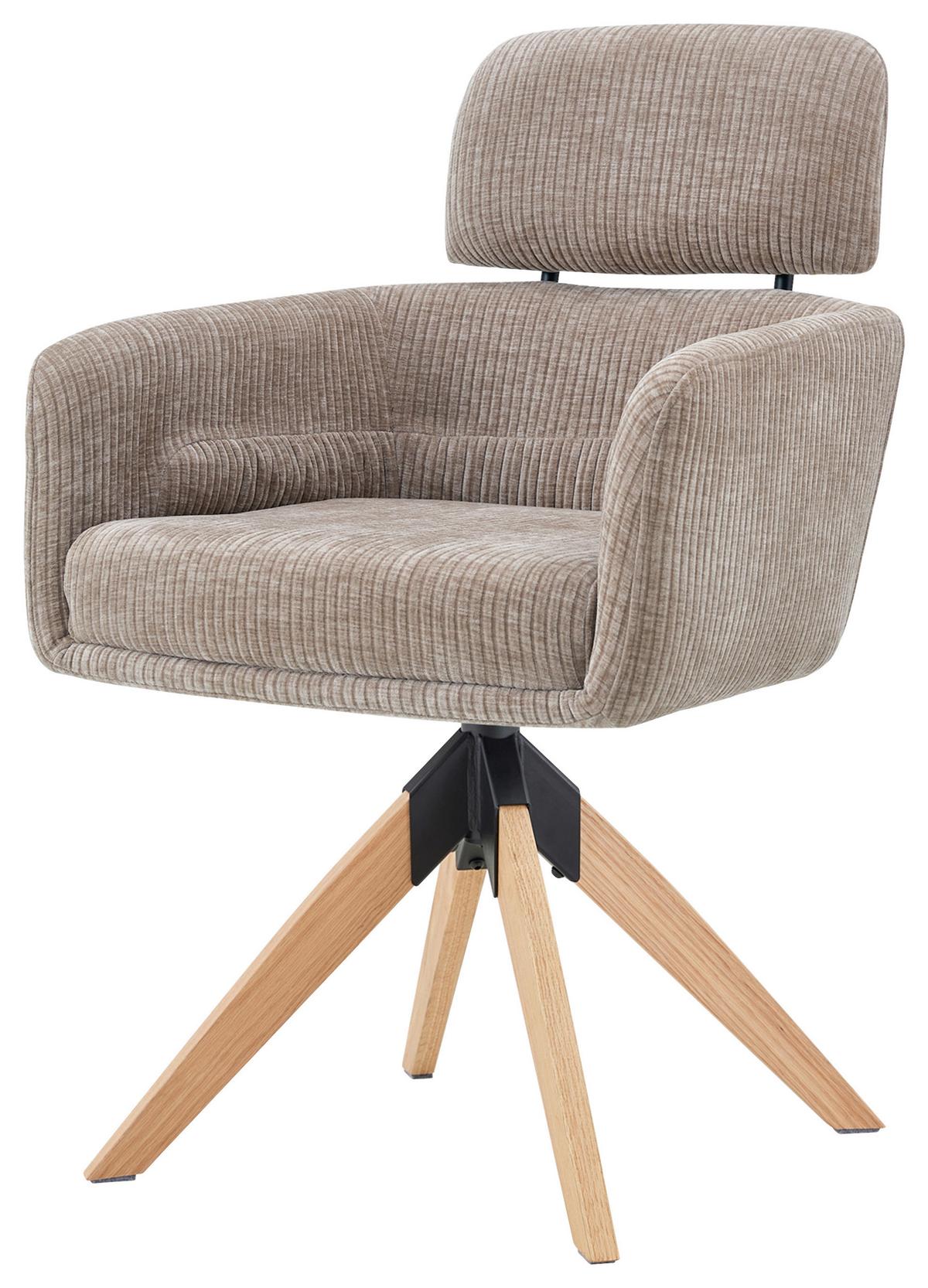 Armlehnstuhl Mattis Cord beige, B: 60 cm - Beige/Naturfarben, KONVENTIONELL, Holz/Textil (60/90/69cm) - Livetastic