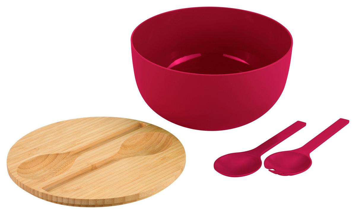 Salatschüssel 58473 - Hellbraun/Brombeere, Basics, Holz/Kunststoff (24/13/13cm) - Kesper