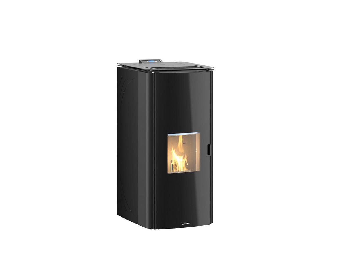 Palettofen Wasserführend Idra Schwarz Metall 14 Kw Mit Wi-Fi - Schwarz, LIFESTYLE, Metall (46/95/48cm)