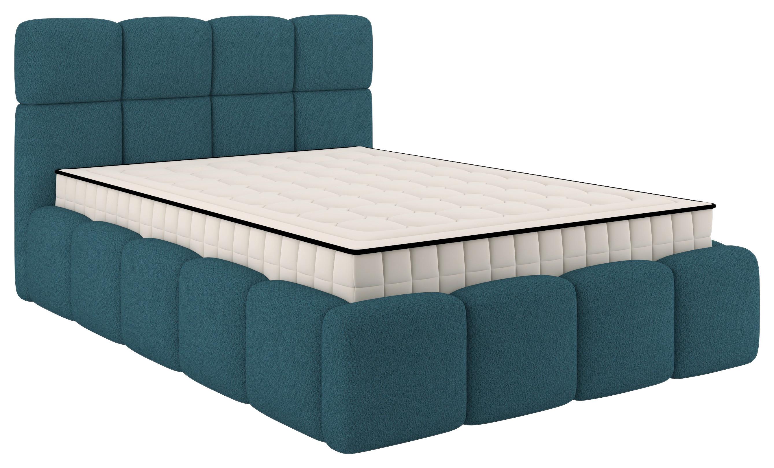 Polsterbett Cloudy mit Matratze Türkis, Lf: 140x200 cm - Türkis/Grau, Trend, Holz/Holzwerkstoff (140/200cm) - Luca Bessoni